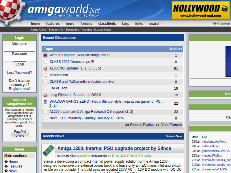 Screenshot of amigaworld.net