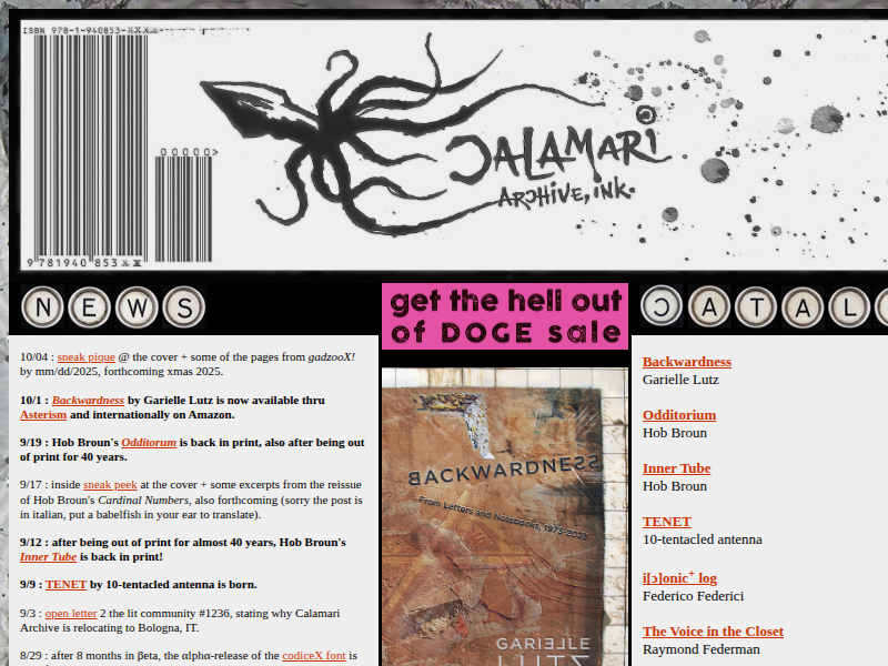 Screenshot of calamaripress.com
