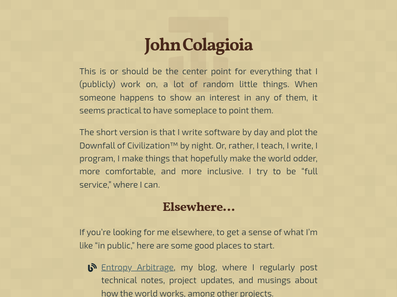 Screenshot of john.colagioia.net