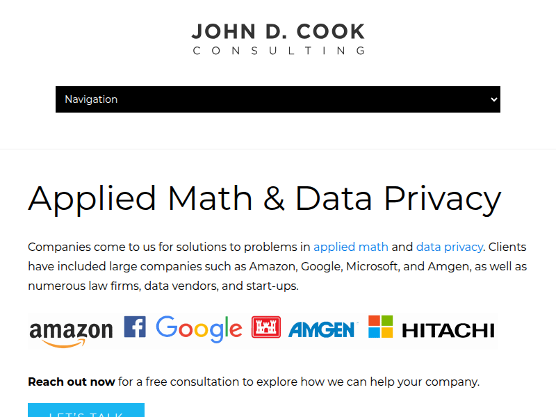 Screenshot of johndcook.com