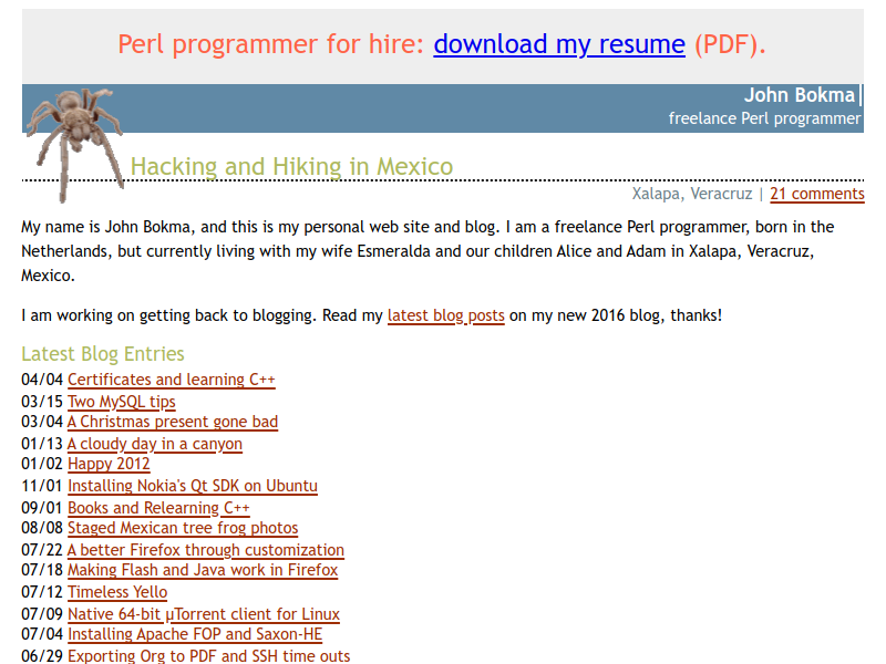 Screenshot of johnbokma.com