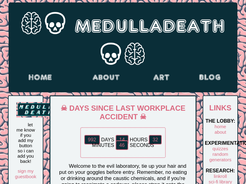 Screenshot of medulladeath.neocities...