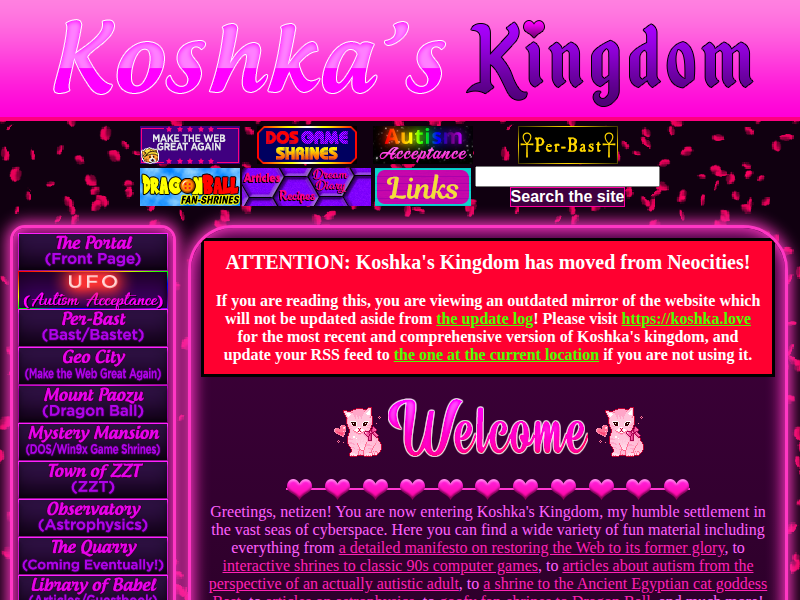 Screenshot of koshka.neocities.org