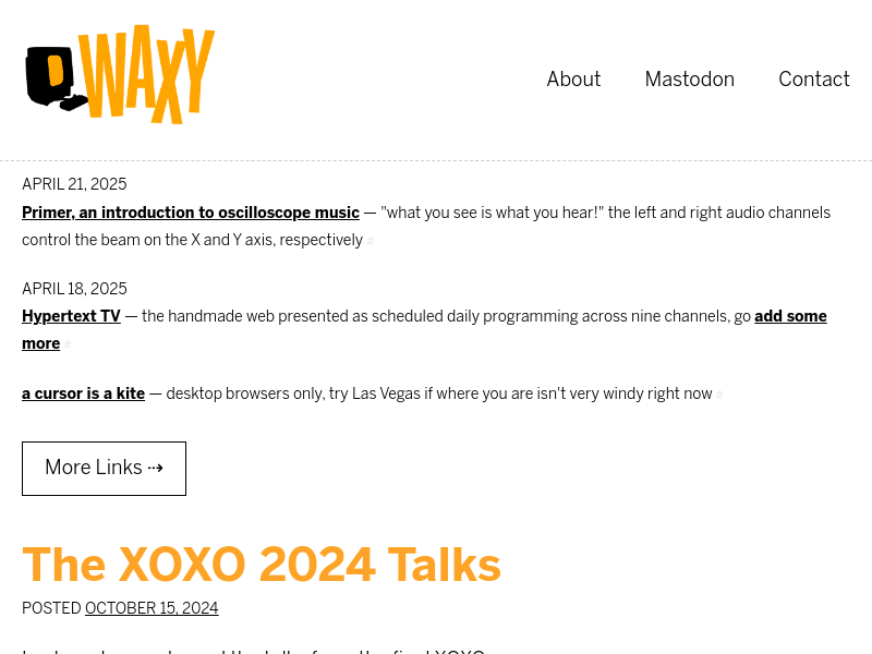 Screenshot of waxy.org