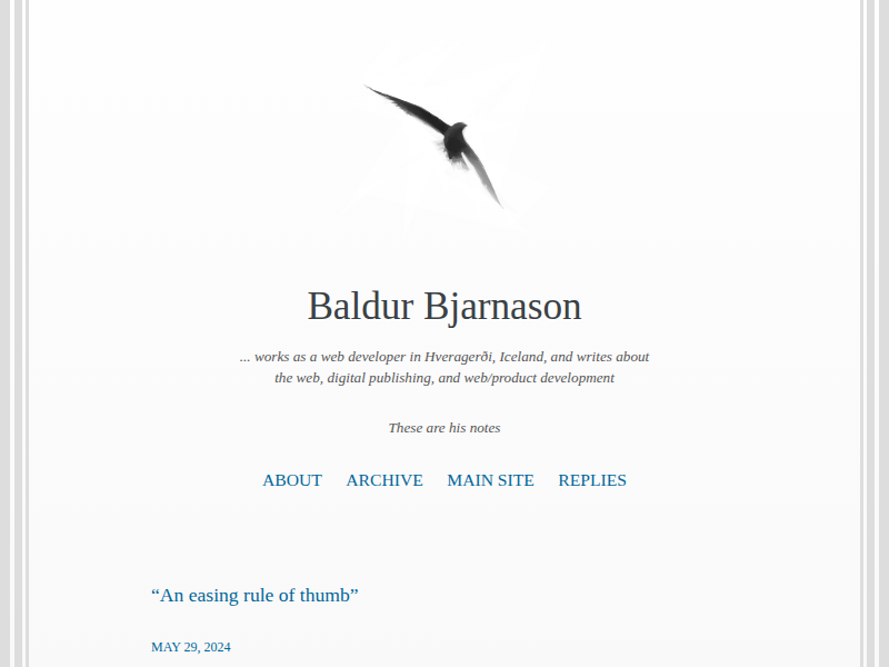Screenshot of notes.baldurbjarnason.com