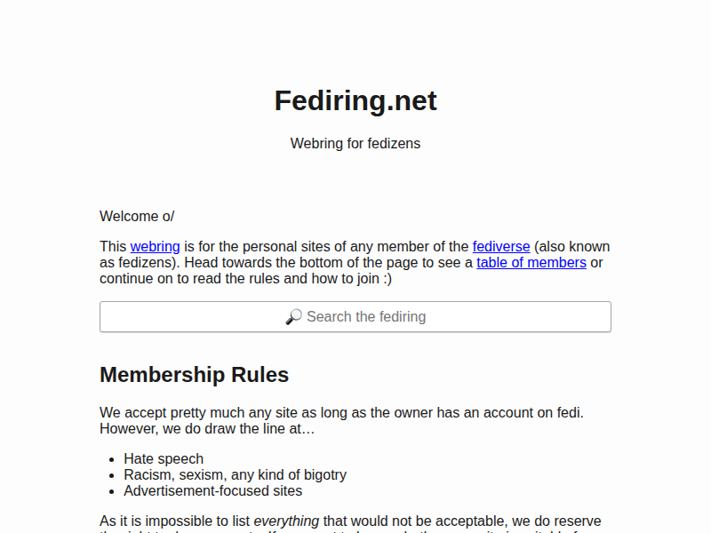 Screenshot of fediring.net