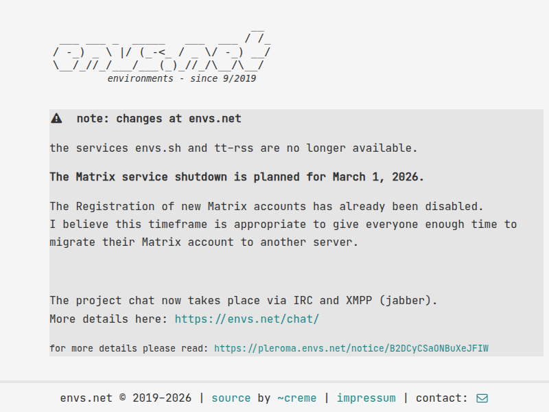 Screenshot of envs.net